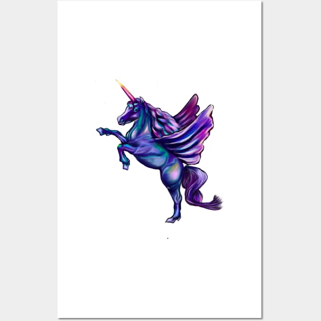 Unicorn  light background - sparkly, glittery, magical, winged unicorn Wall Art by Artonmytee